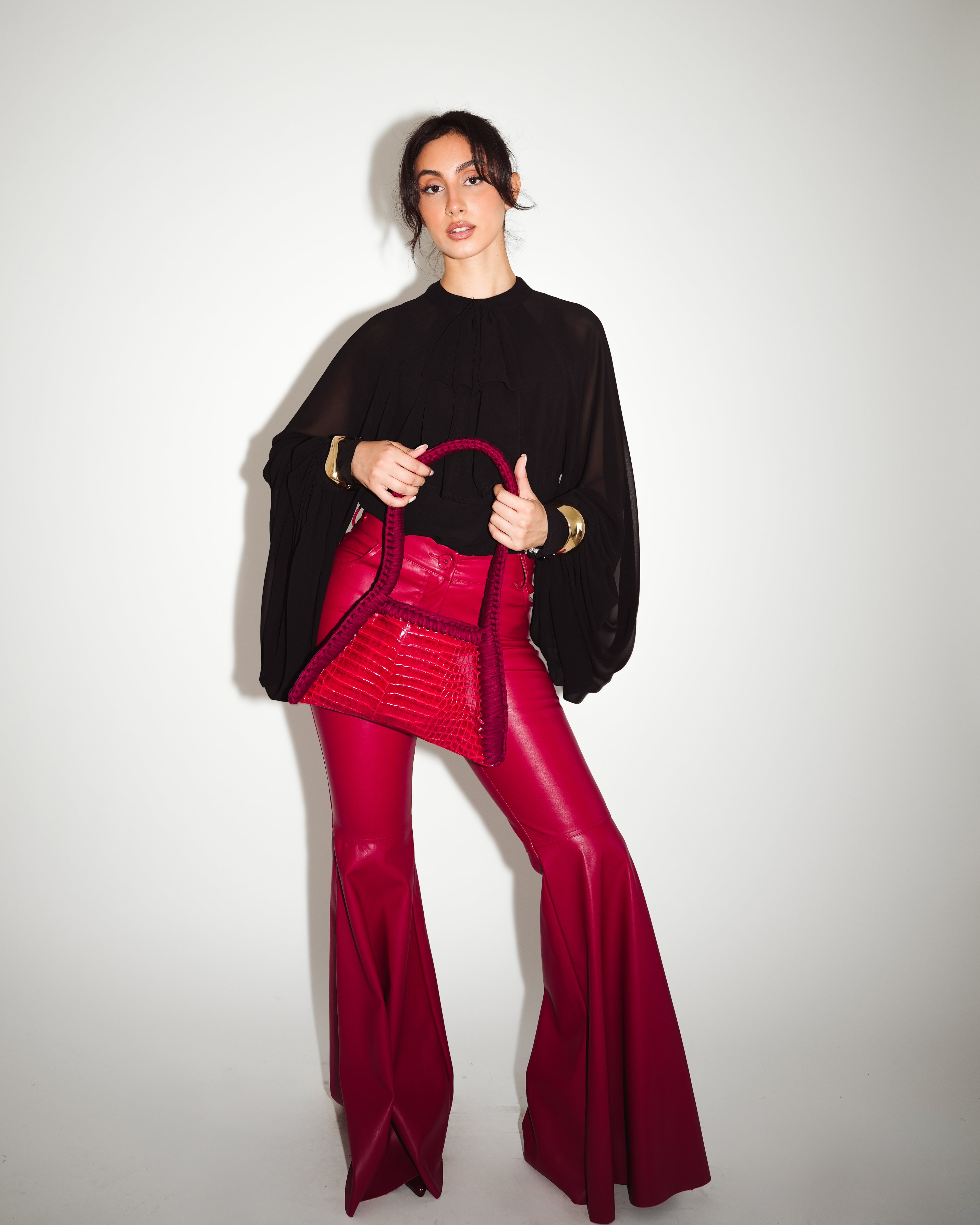 Κόκκινη κροκό τσάντα