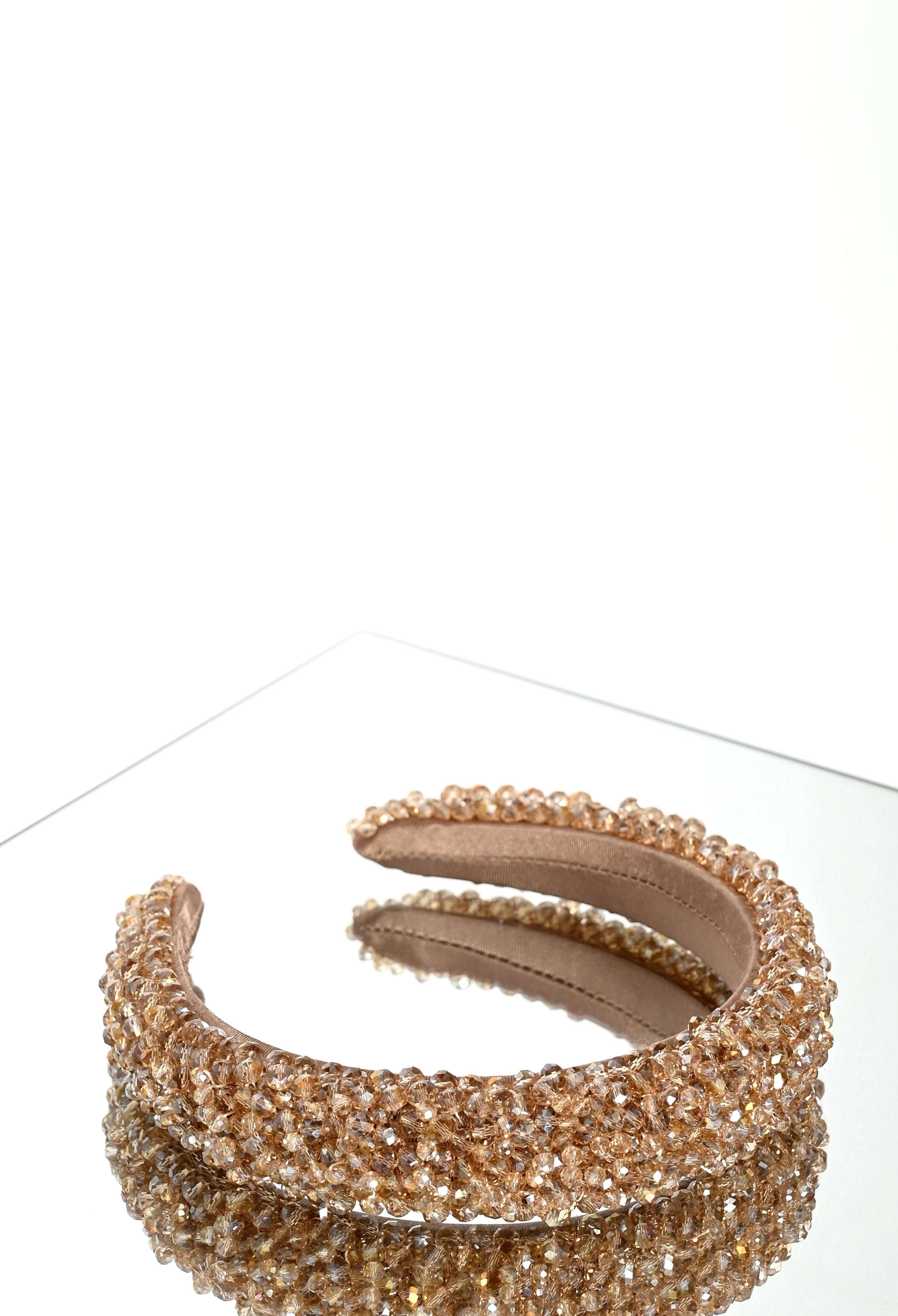 Beige crystal headband