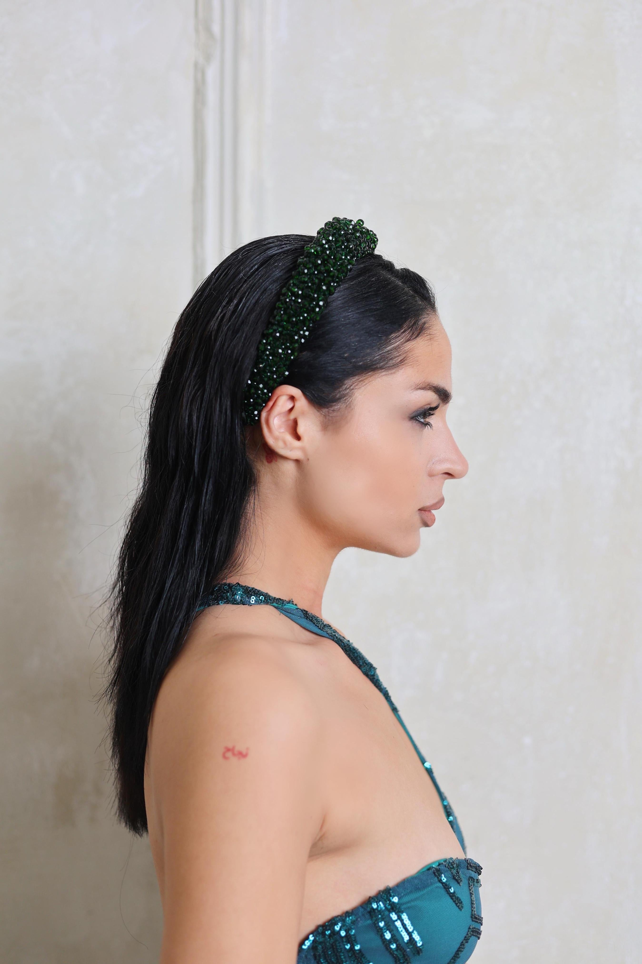 Green crystal headband