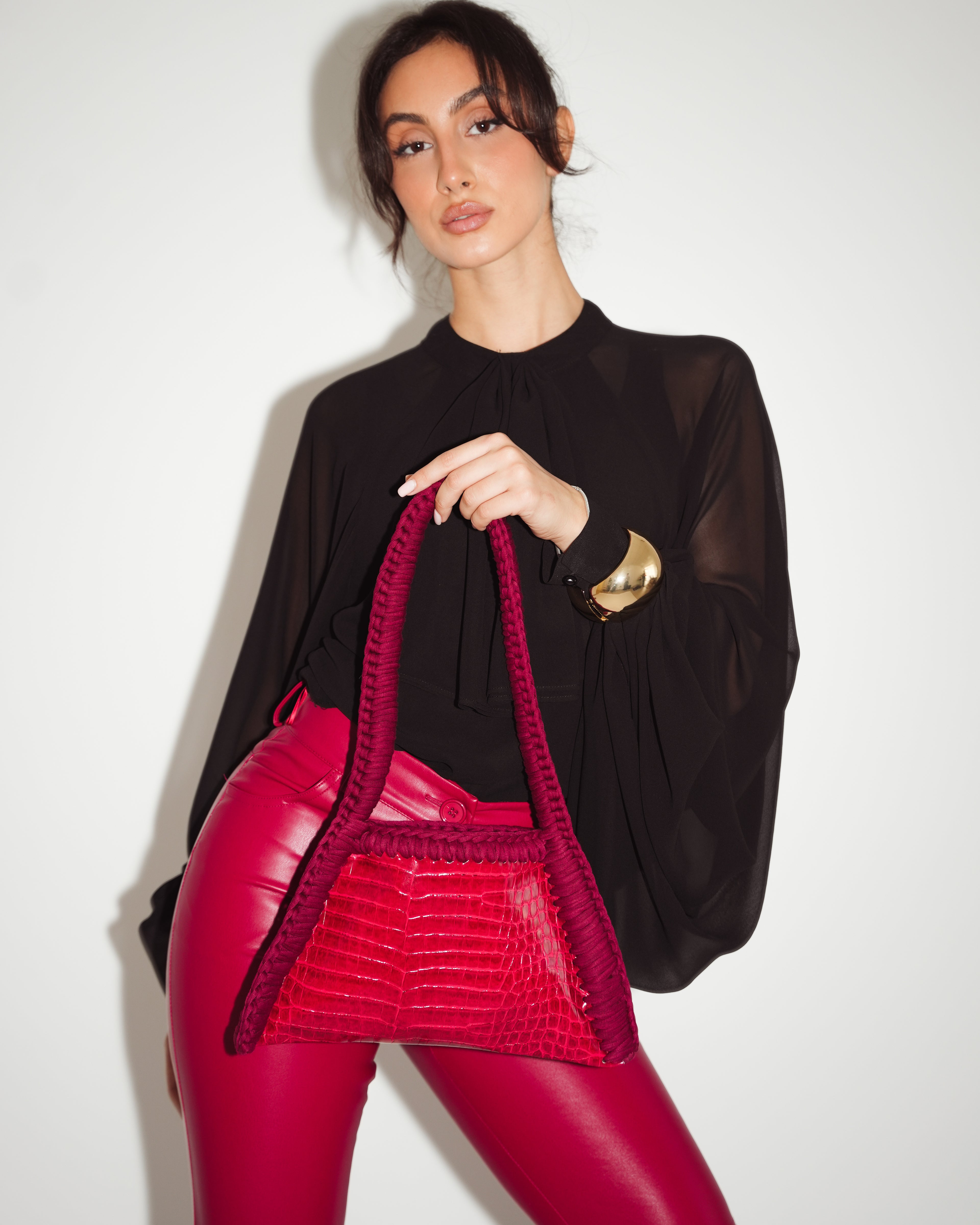 Κόκκινη κροκό τσάντα