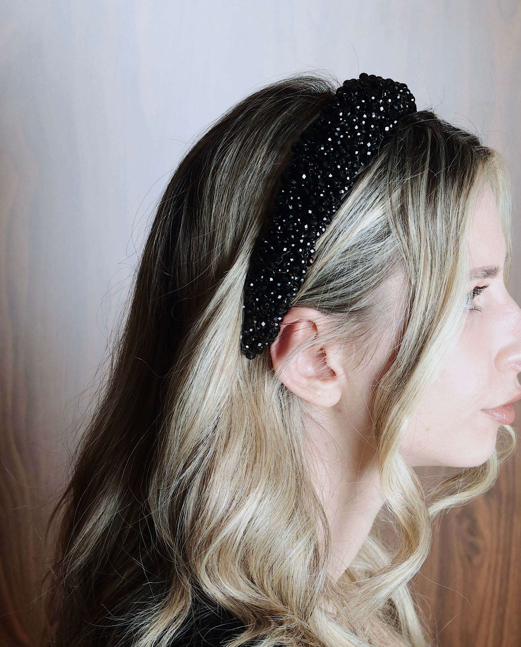 Black crystal headband