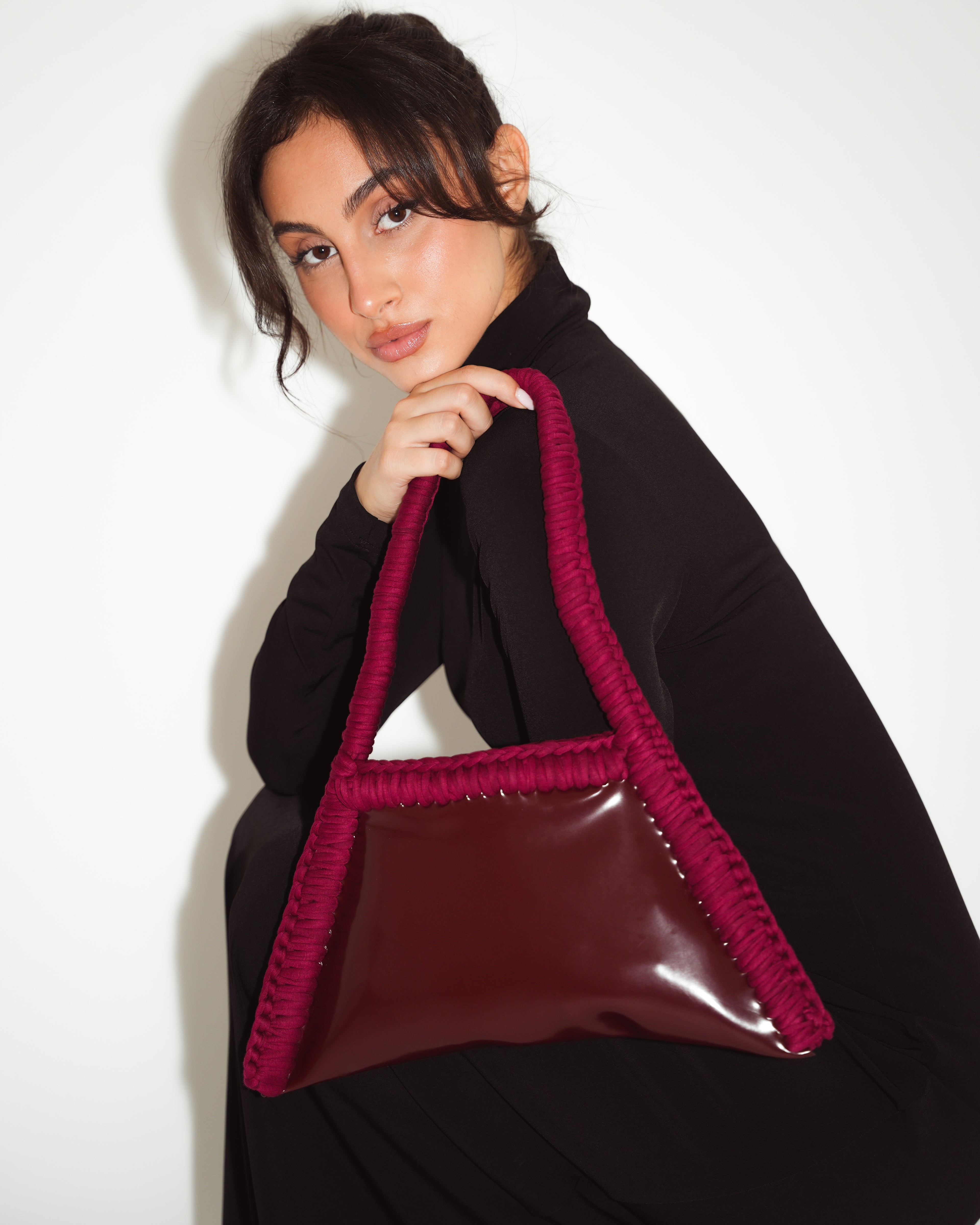 bordeux vinyl handbag