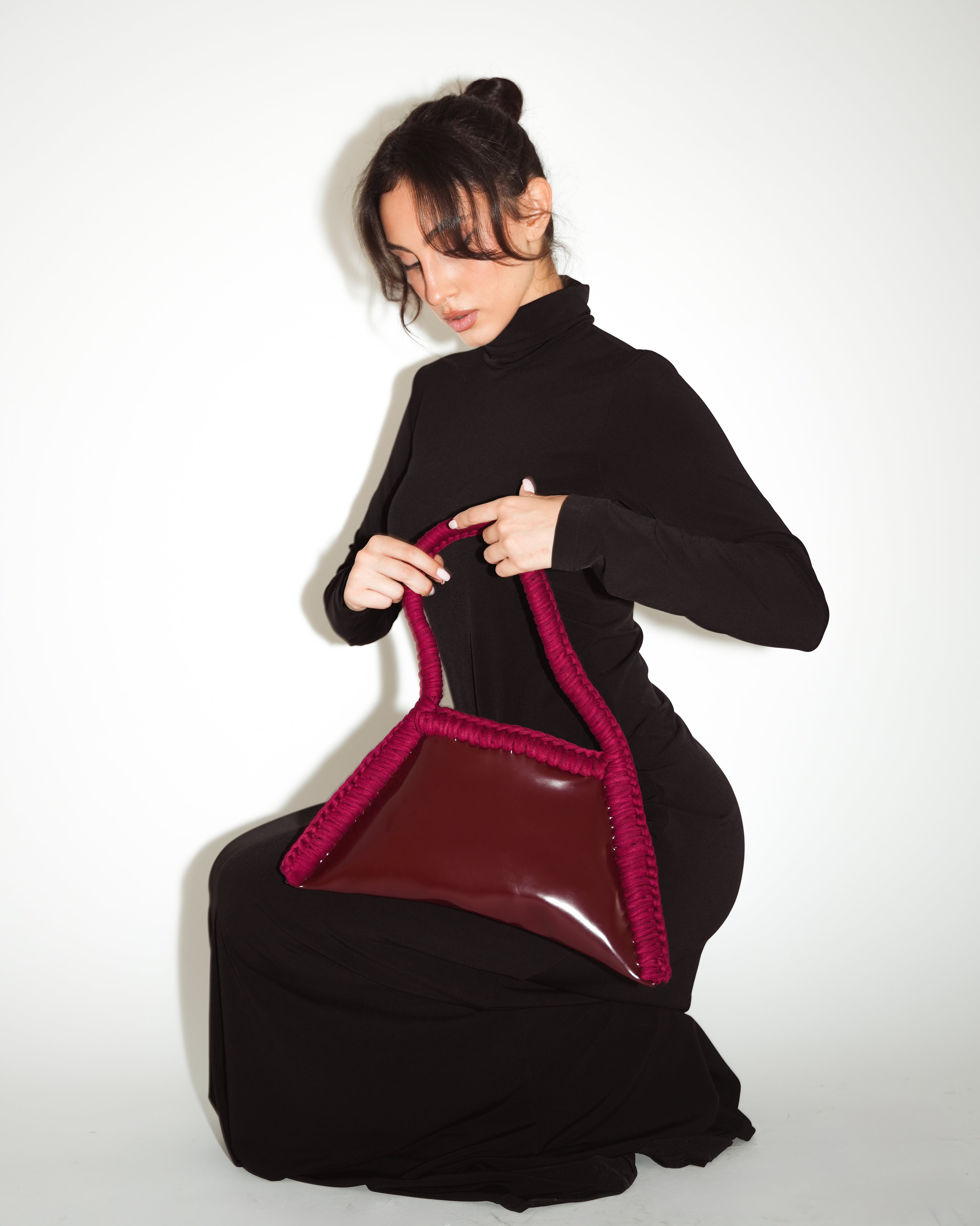 bordeux vinyl handbag